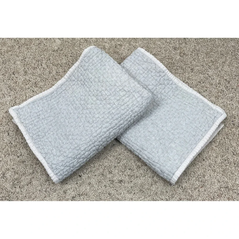2 EILEEN FISHER Home Standard Quilted Pillow Covers Shams‎ Linen Cotton Blend